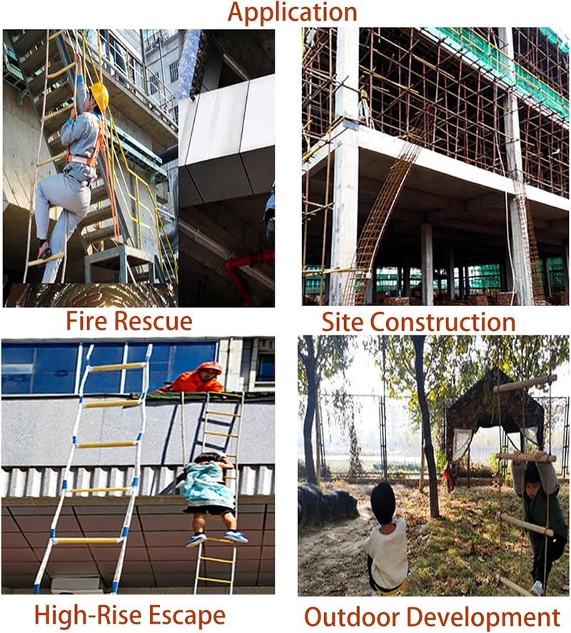 JFFLYIT 13ft Fire Escape Rope Ladder Emergency Fire Ladders Fire Escape Ladder for 2 Story - Image 3